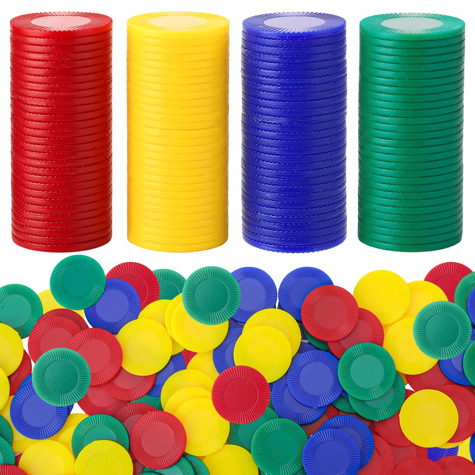 GSrenyu 300 Pcs Poker Chips 4 Colors Plastic Tokens — image 1