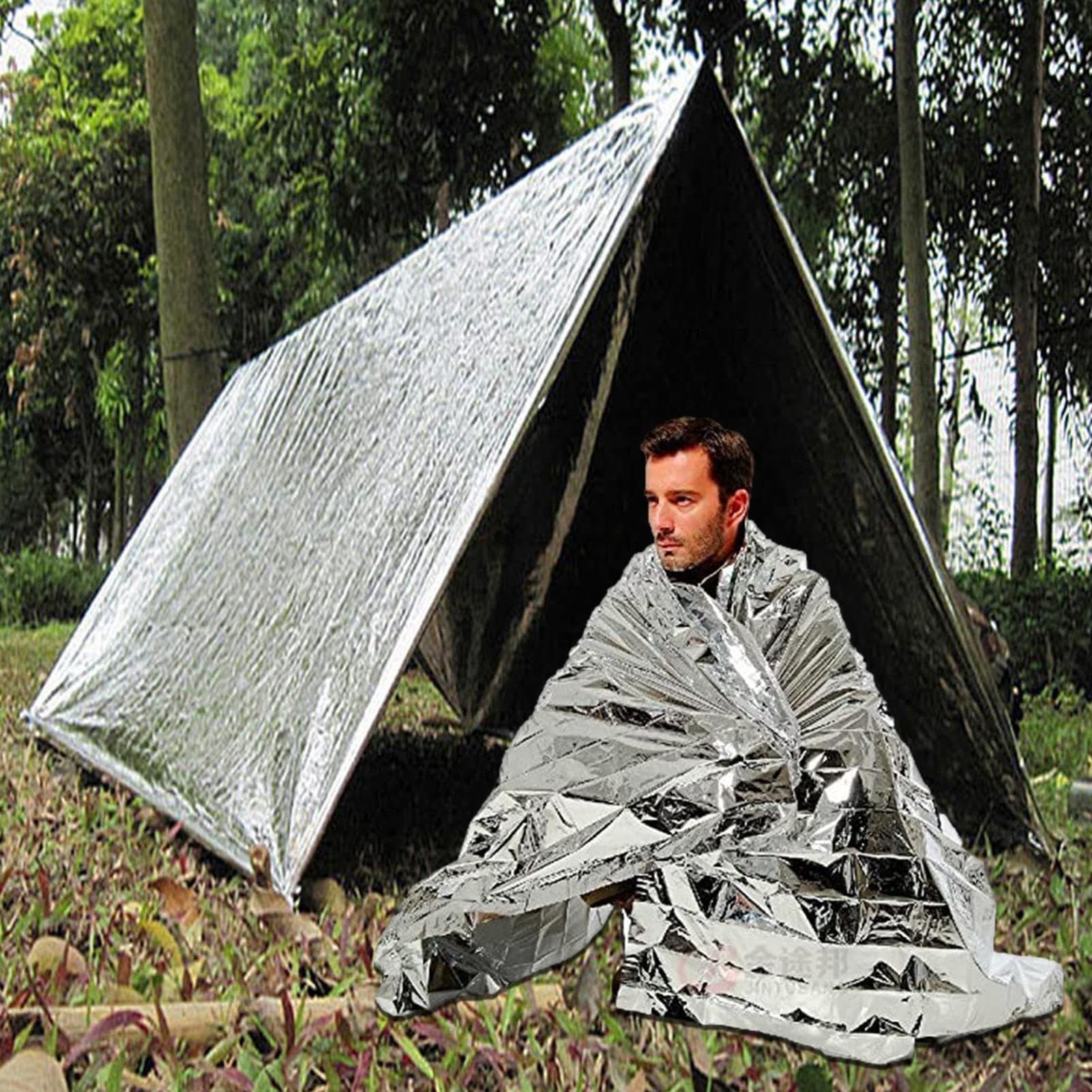 Manta Térmica Capa Ultraligera de Aluminio | Mantas Térmicas Grandes Para Exteriores Para Camping Senderismo Viaje Tienda Mochilismo Coche Invierno Nieve Clima Frío Sin