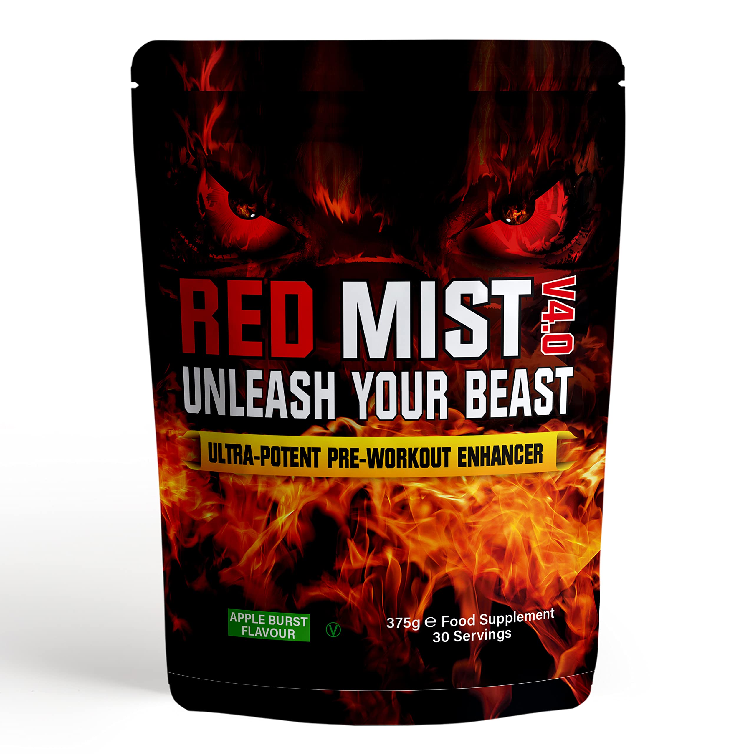 Boditronics RED Mist V4 375g Pre Workout Supplement with Citrulline Malate, Beta Alanine, Taurine, L-Arginine AKG, Creatine HCl, L-Tyrosine, Caffeine and Pine Bark Extract |Pre-Workout Powder