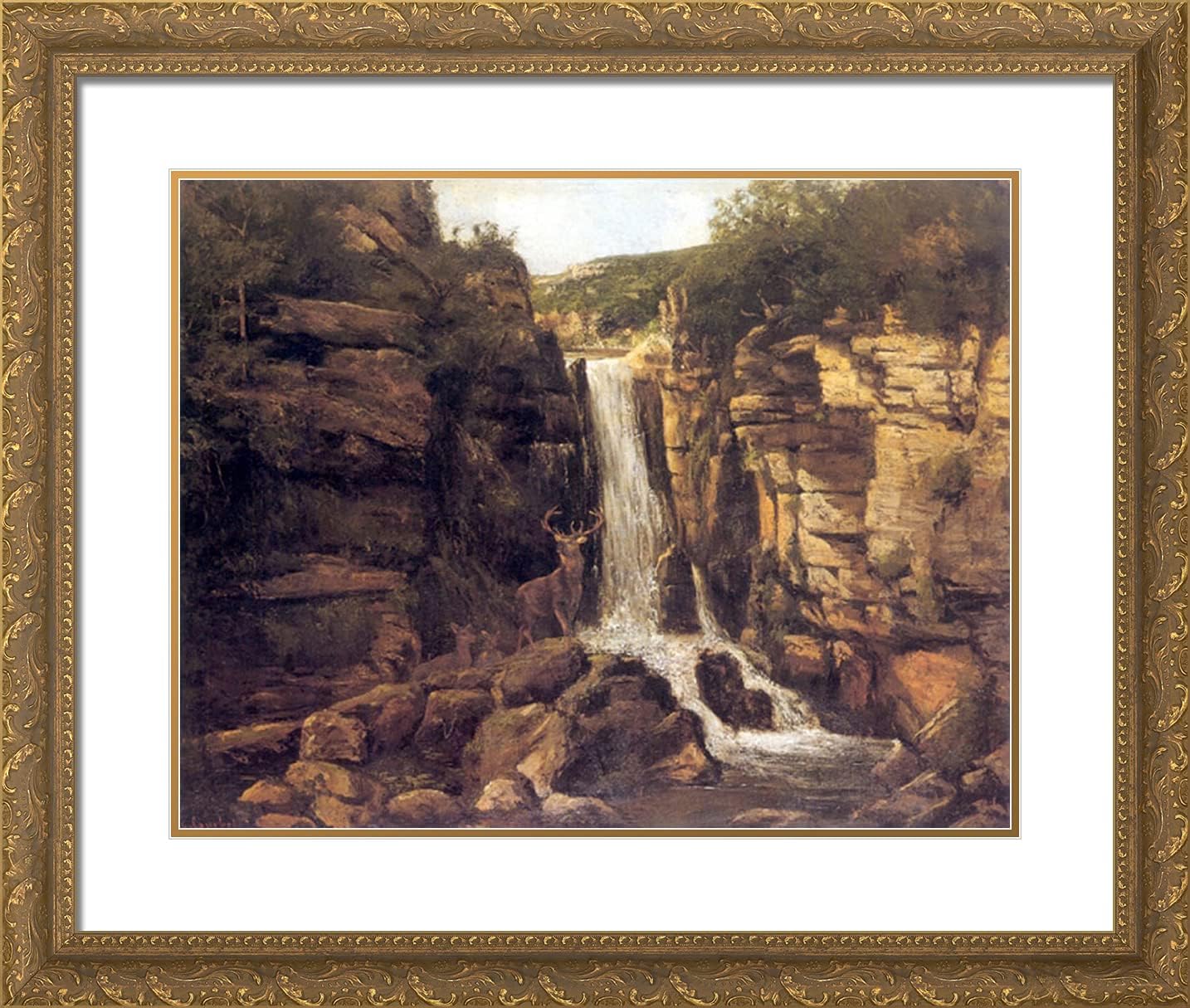 ArtDirect Courbet, Gustave 24x20 Gold Ornate Framed Art Print with Double Matting Titled: Landscape l