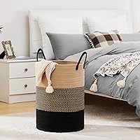 Vista 7 de Fiona's magic - Canasta grande de lavandería tejida de 58 litros, cesta alta de cuerda de algodón para lavandería, cesta de almacenamiento boho