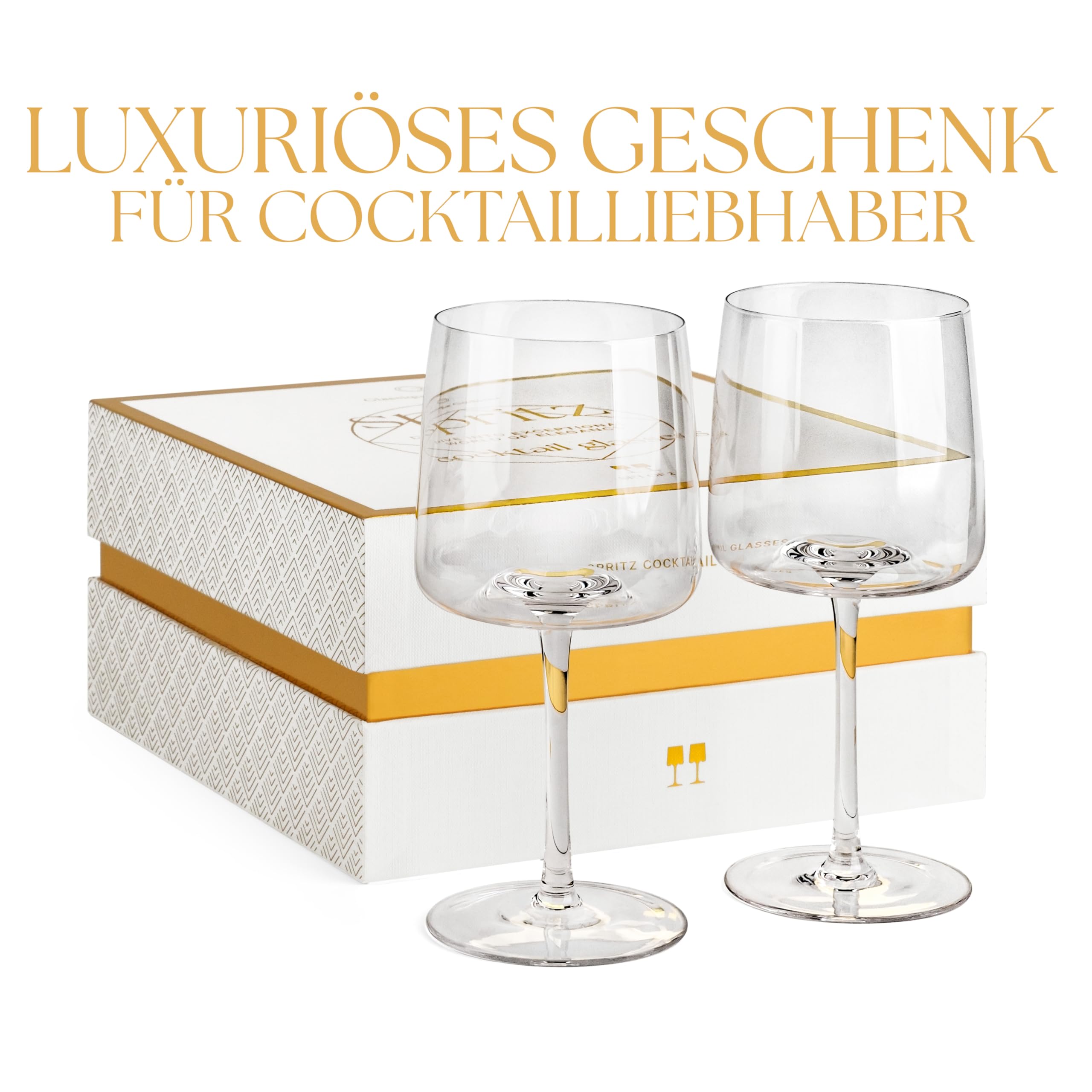 450 ml Aperol Spritz Gläser | 2er Set | Elegante Kristall Spritzergläser mit Langen Stiel für Aperolspritz, Limoncello Spritz, Spritzer Cocktails | Moderne Aperolgläser und Aperitif Cocktailgläser