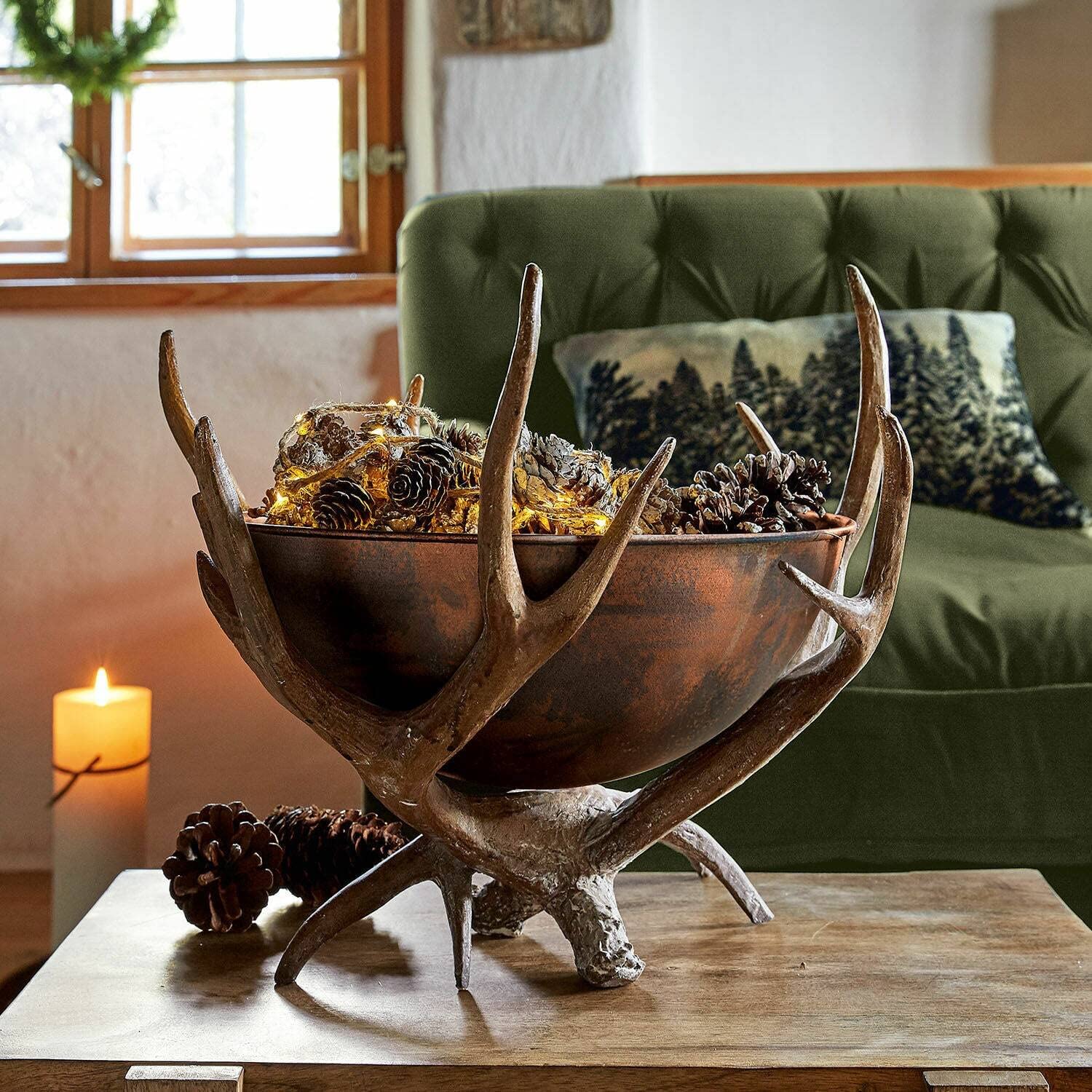 LOBERON Deko-Schale Feravel - Aluminiumguss Schale In Champagner Mit Blattform