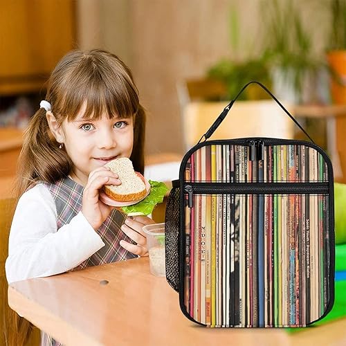 Miniatura 7 de Classic Rock - Bolsa de almuerzo aislada reutilizable con diseño floral de calavera de azúcar y rosa para mujeres, hombres y niños, lonchera