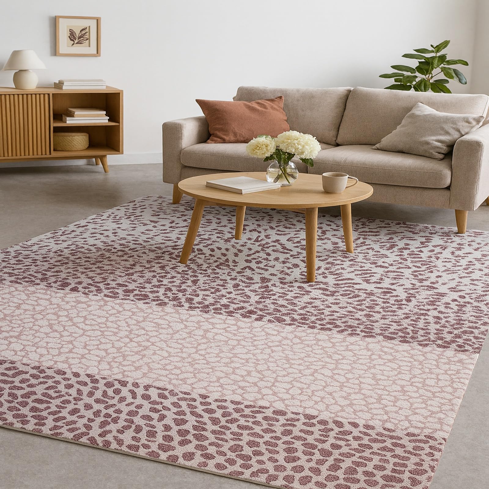Tapis maternelle moderne abstract rose rouge blanc 170x200 cm anti-bruit