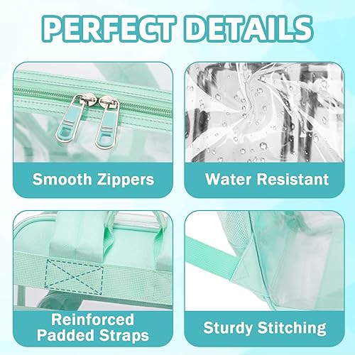 Miniatura 7 de Mochila transparente resistente para laptop de 16 pulgadas con bolsa transparente de PVC transparente, Verde, Tamaño único, Moderno