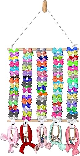 Miniatura 3 de Organizador de lazo para el pelo para niñas, cintas de algodón blanco, diadema, corbata, clip, organizadores de lazo, accesorios para el cabello