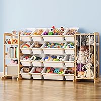 Vista 10 de Organizador de almacenamiento de juguetes con estantería y almacenamiento de animales de peluche, organización de sala de juegos para niños