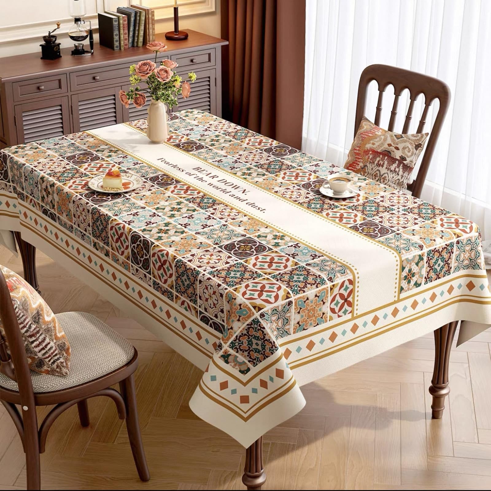 Mantel rectangular de PVC, 120 x 120 cm, multicolor