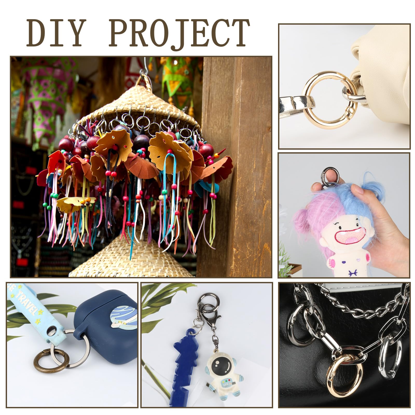 6 Moschettoni Tondi In Lega Di Zinco - Diametro 28mm, Argento, Per Portachiavi, Zaini E Artigianato - Foto 6