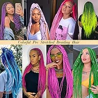 Vista 6 de Unionbeauty - Extensiones de cabello sintético para trenzar de 26 pulgadas, color negro a morado, ombré, 2 paquetes de trenzas preestiradas