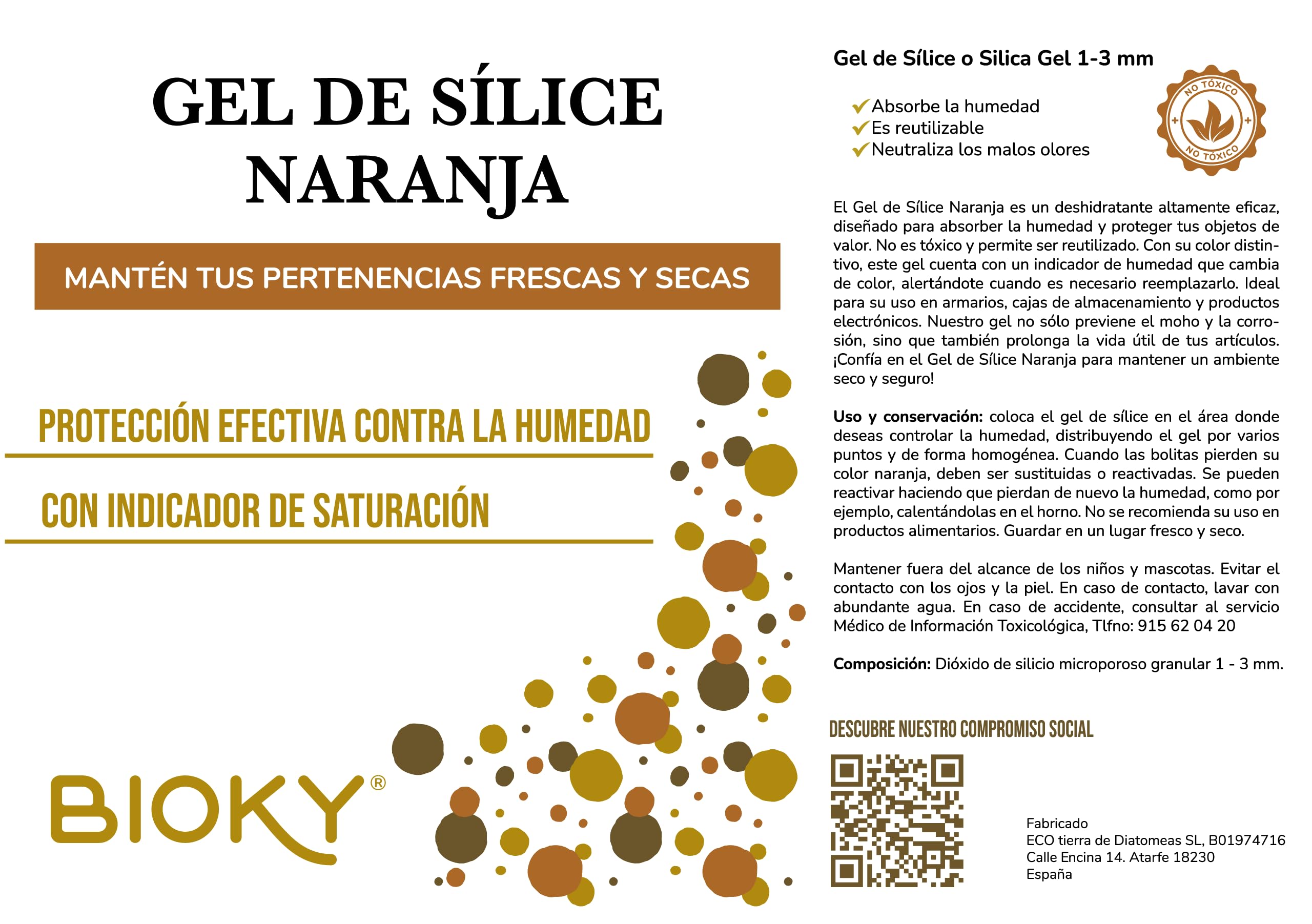Gel de Sílice Naranja Indicador Humedad 5KG Antihumedad Natural