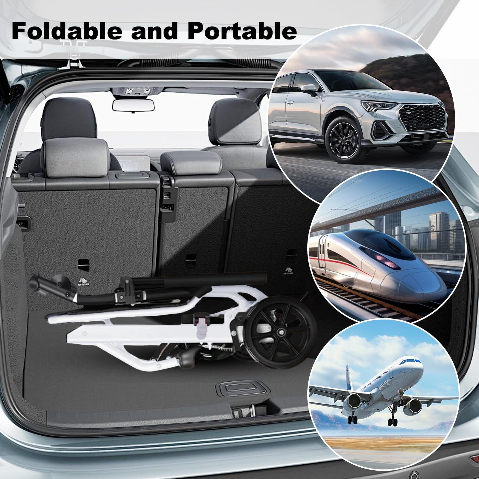 Silla de ruedas plegable ligera, silla de ruedas de viaje de 8.2 kg con correa de seguridad ajustable, silla de ruedas portátil de aluminio para adultos, sillas de ruedas plegables de transporte,