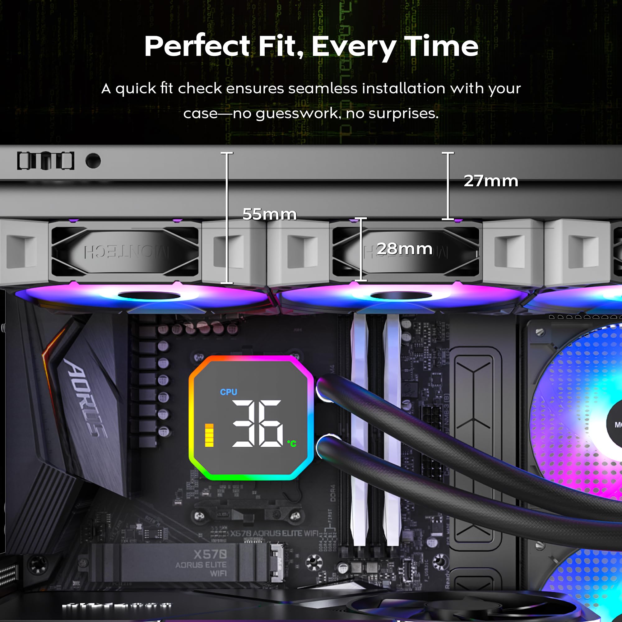 Amazon | MONTECH オールインワン 水冷 CPUクーラー 360mm ブラック