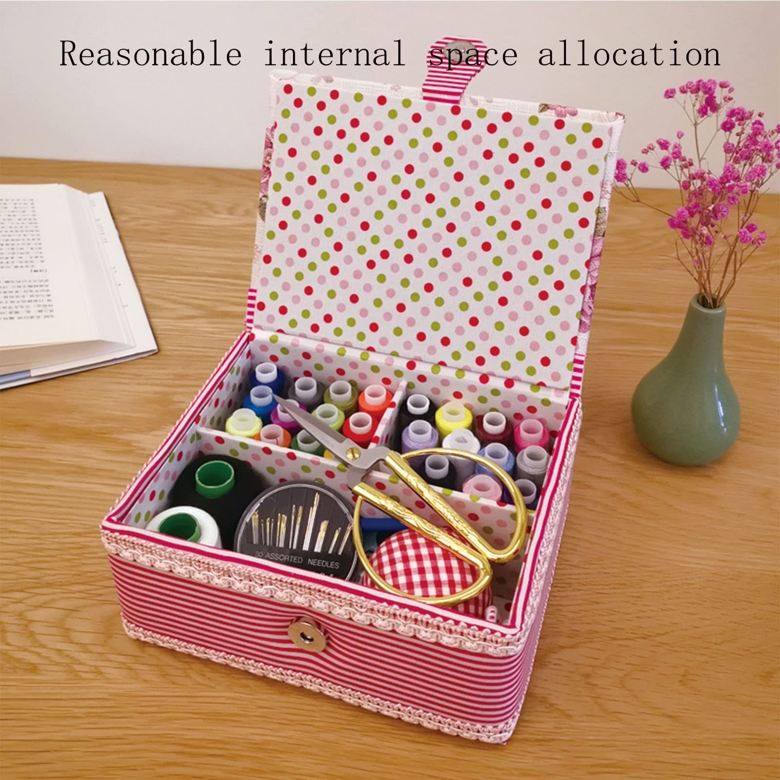 Organizer Da Cucito Con Scomparti - Cestino Porta Accessori 25x16x10,4 Cm - Foto 2