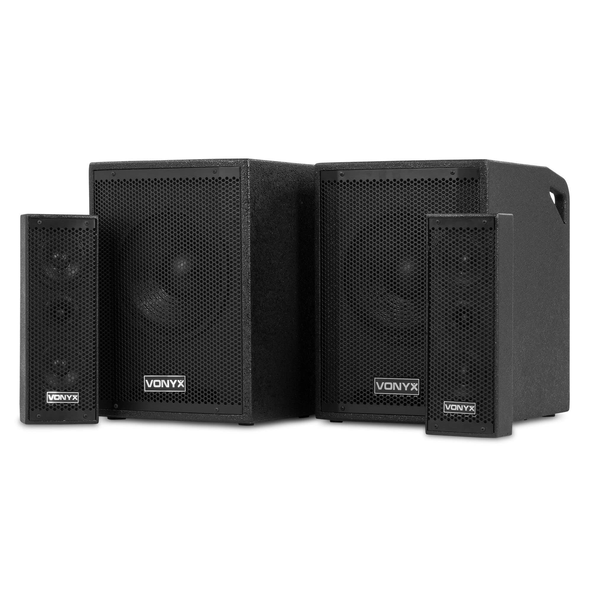 VONYX VX1020BT - Système de sonorisation Actif 1050W 2×10″ avec BT sans Fil, USB, Micro & télécommande - Idéal DJ, soirées et événements