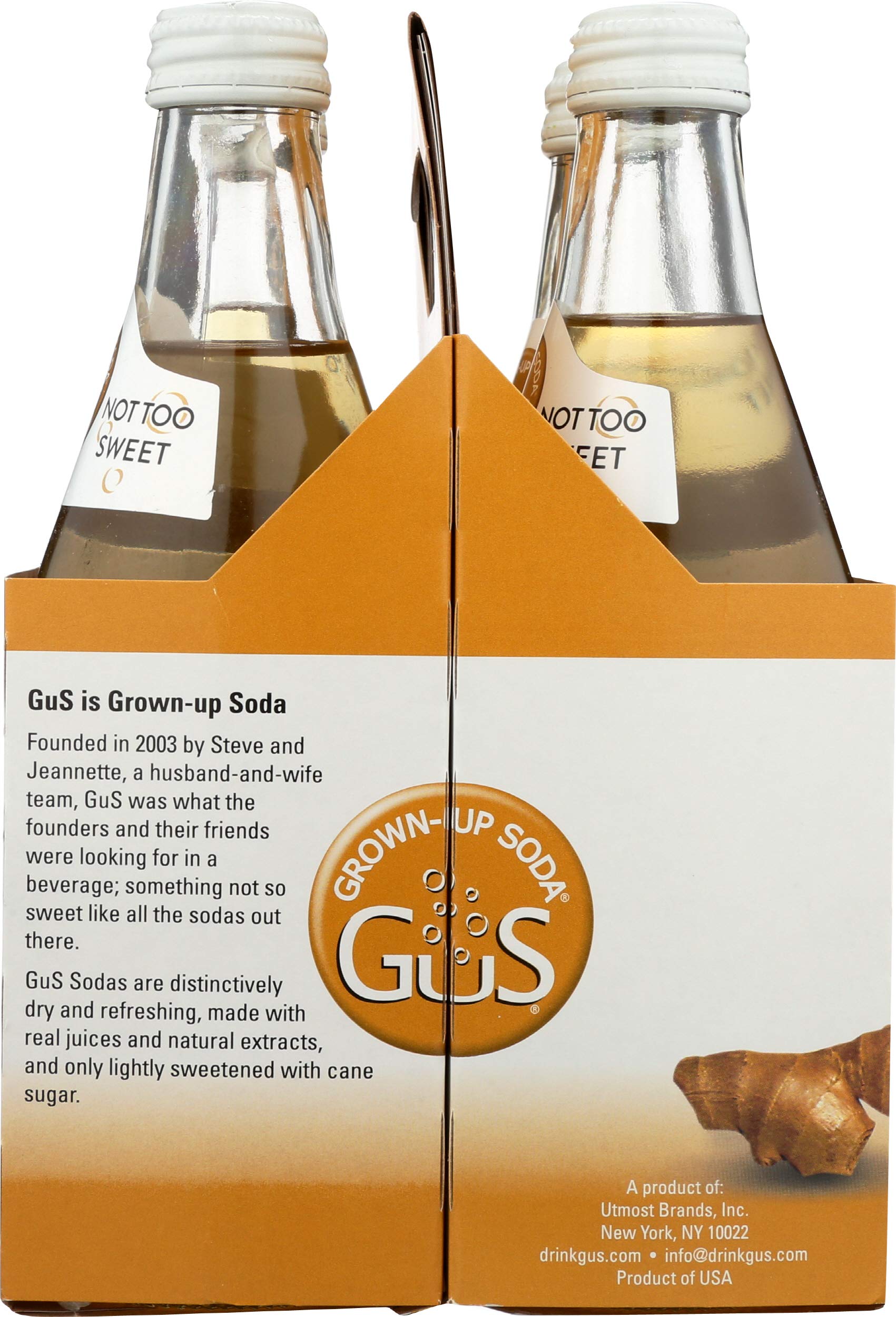 Gus GrownUp Soda Extra Dry Ginger Ale, Lightly Sweetened Ginger Ale