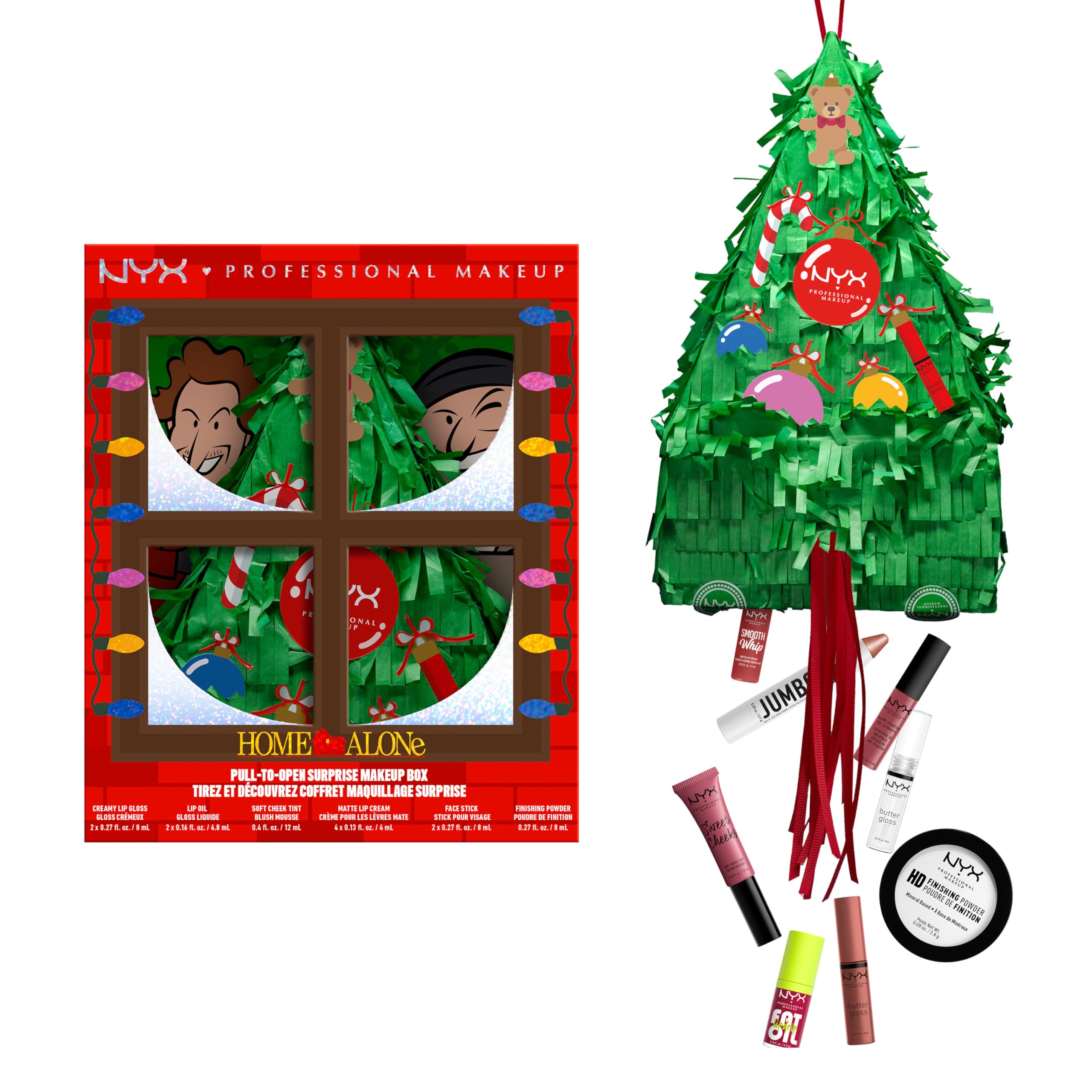 NYX Professional Makeup Home Alone Falling Presents Coffret Maquillage | Brillants à lèvres inclus, Fards à paupières et blush, Application précise au pinceau, Coffret complet