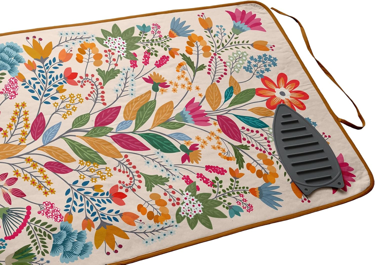 Magnetic Ironing Mat - Foldable Cotton Iron Mat with Fiber Pad & Silicone Iron Rest - Portable, Washable, Travel-Friendly Ironing Board Alternative for Tabletop, Washer, Dryer - Floral