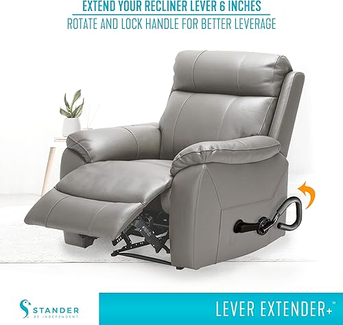 Miniatura 2 de Stander Extensor de palanca reclinable Plus, mango de agarre acolchado de gran tamaño para sillas fáciles, extensión con barra de agarre curva