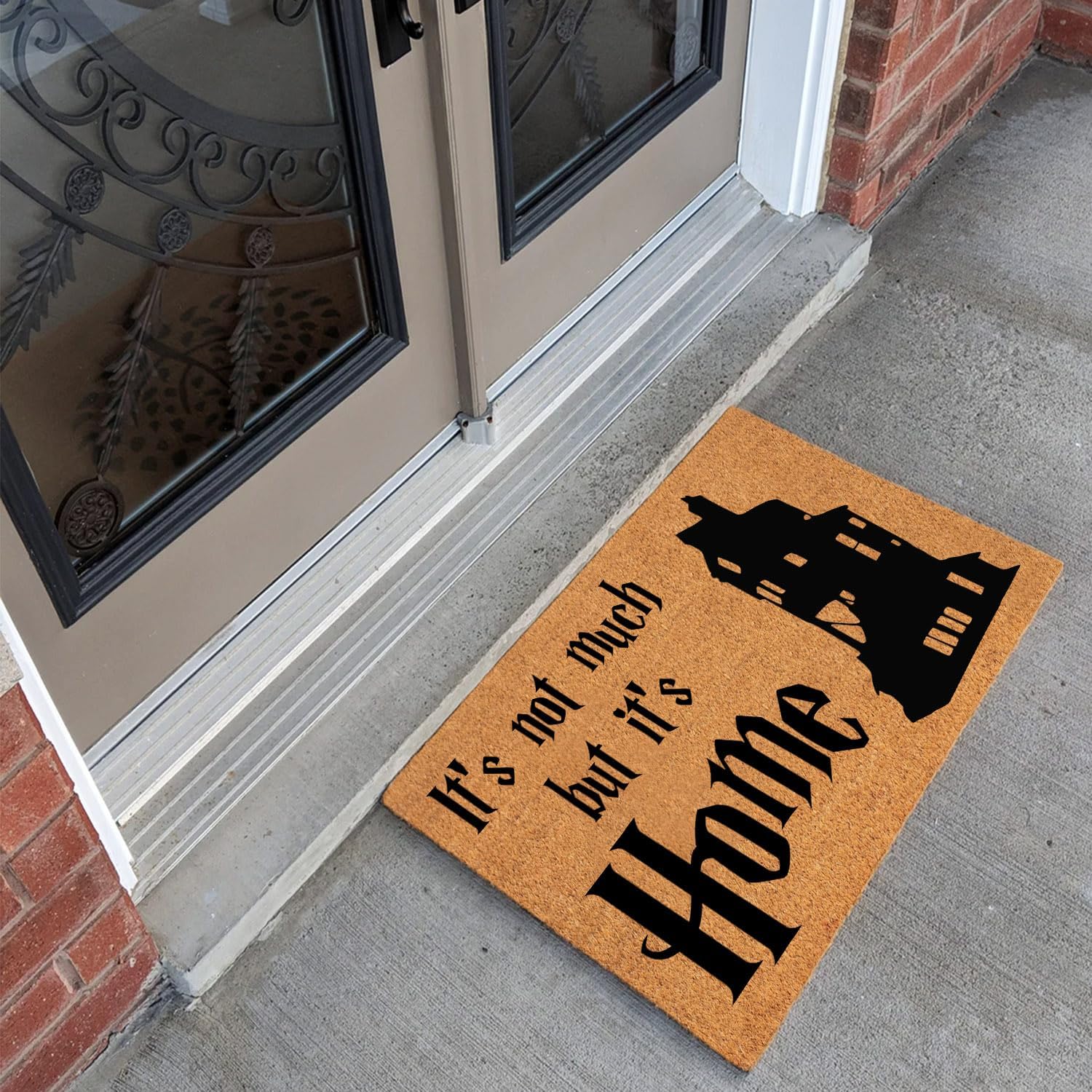 Funny It's Not Much But It's Home Welcome Front Porch Decor Mat for The Entrance Way Personalized Rugs Front Door Decor Doormat Non Slip Outdoor Coconut Coir Doormat Medium(30x17.7)