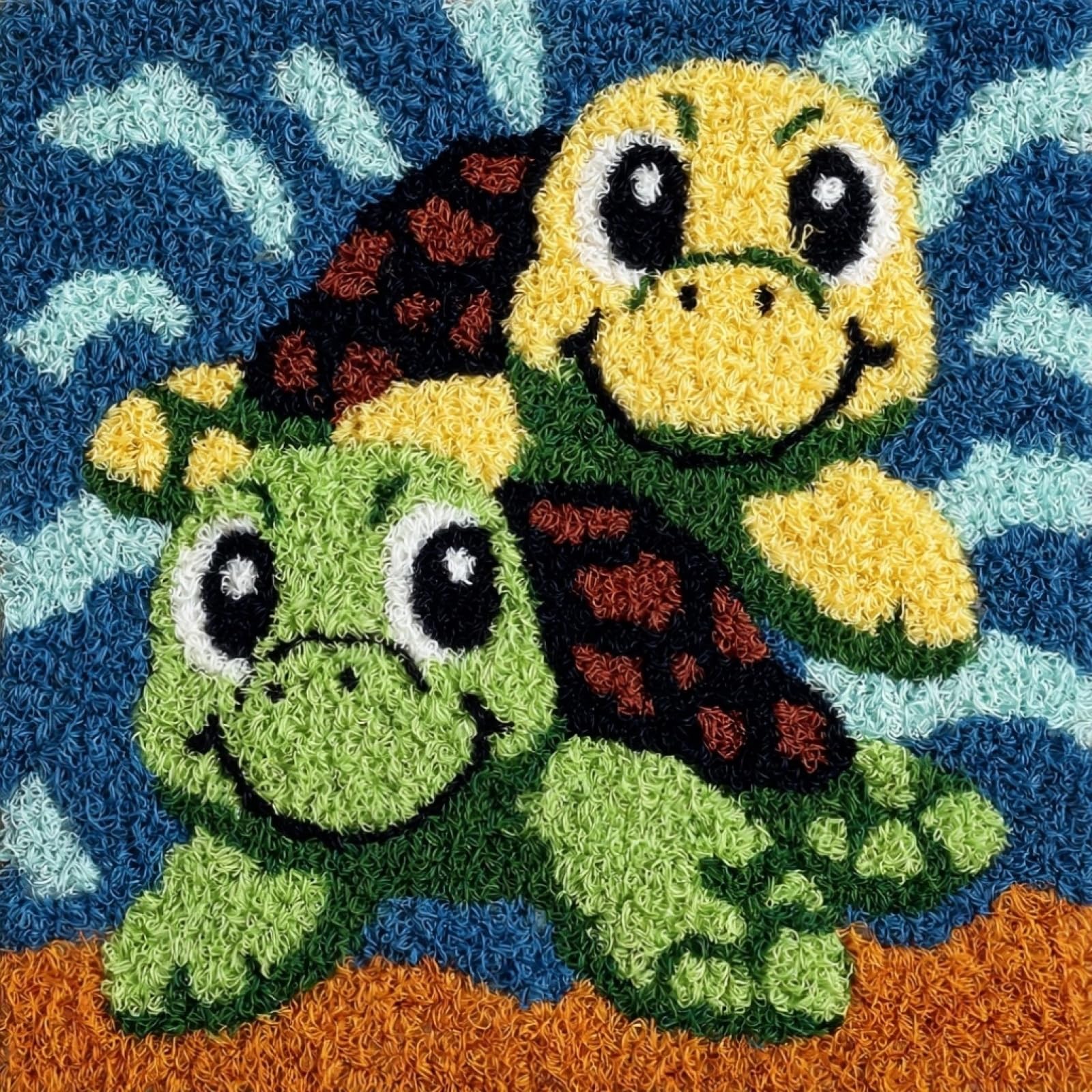 Axiangzik Two Sea Turtles Latch Hook Cushion Kits For Adults,