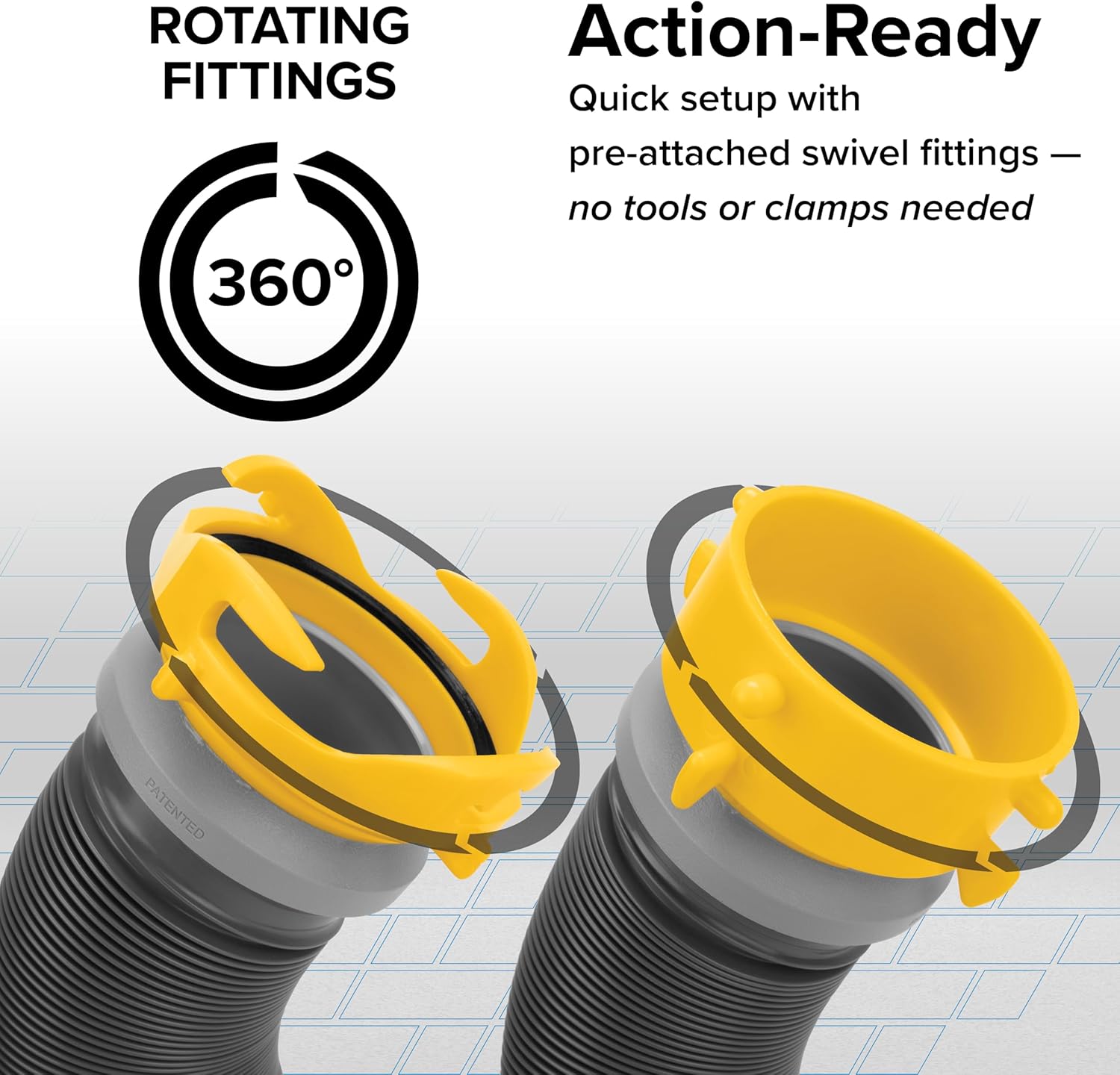 Camco Deluxe 20' Sewer Hose Kit with Swivel Fittings and Wye Connector - Ready To Use Kit Complete with Sewer Wye and Elbow Fittings, Hoses, and Storage Caps (39666)