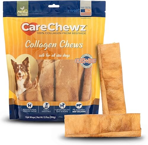 Pet Factory CareChewz - Golosinas masticables de colágeno de 6 a 7 pulgadas para perros, sabor a pollo, 12 unidades1 paquete