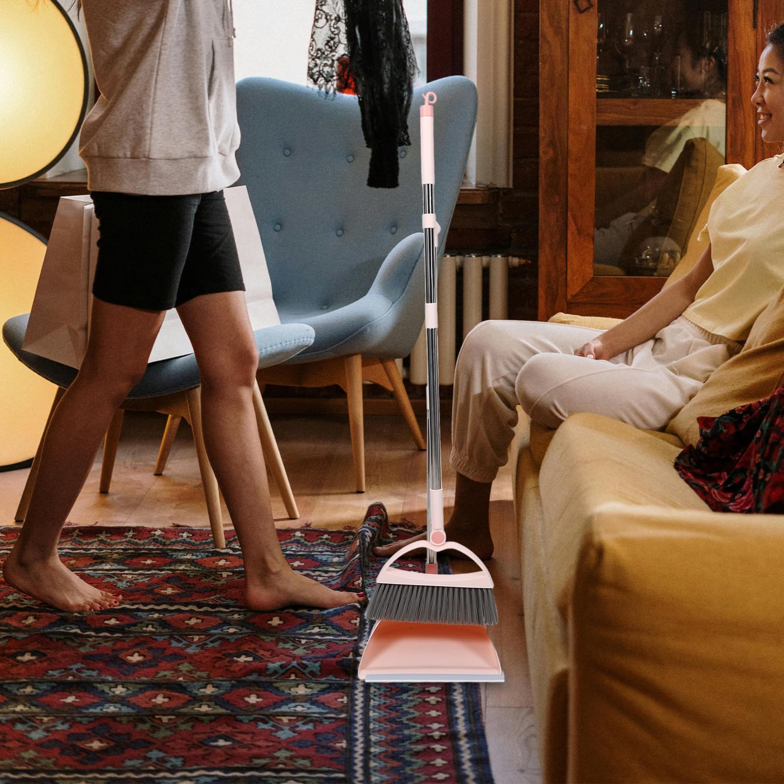 Set Scopa e Paletta per Pulizia Casa per Design Leggero e Superficie Liscia, Kit per attività di Pulizia in Famiglia e Asilo