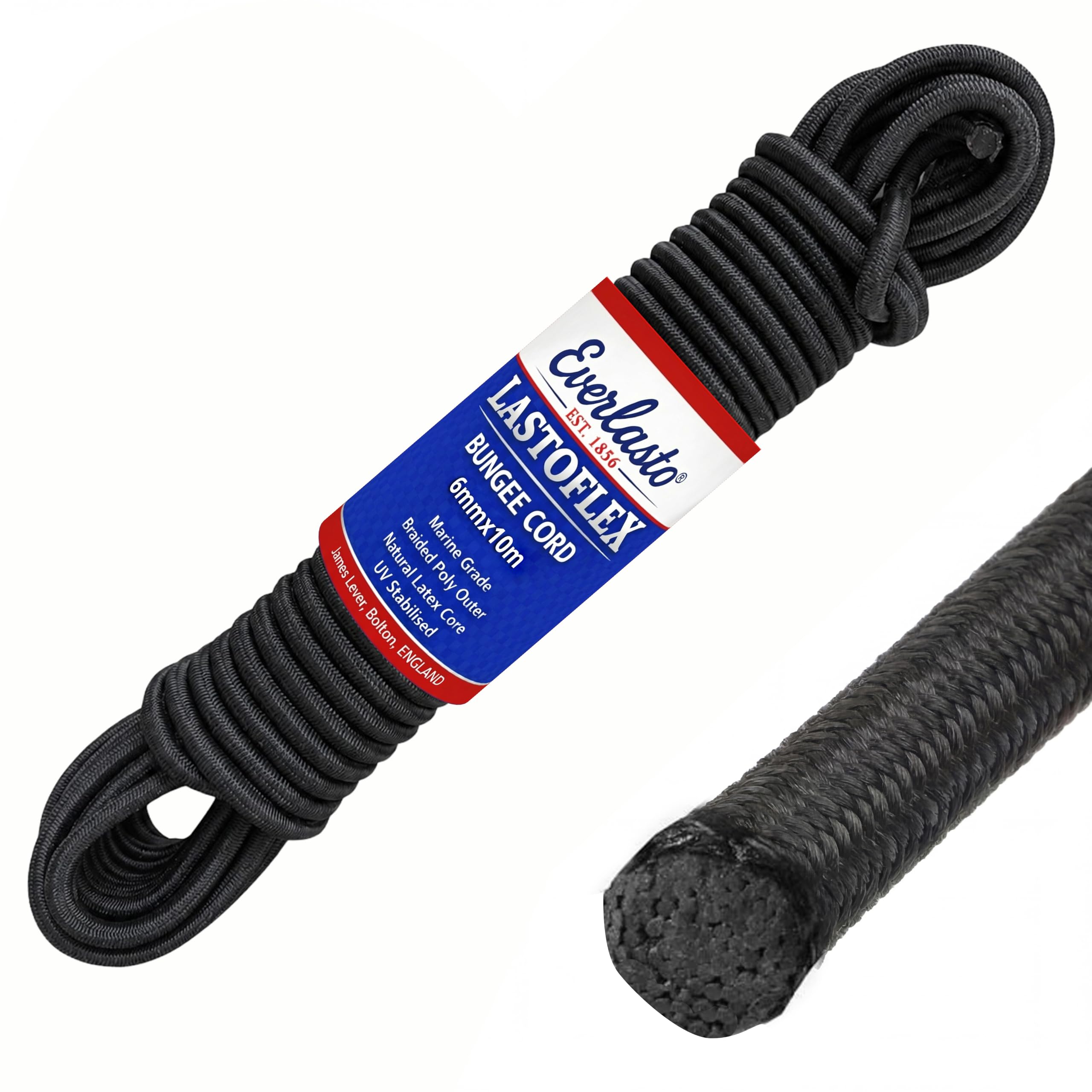 Everlasto Black 'Lastoflex' Bungee Cord 6Mm X 10M
