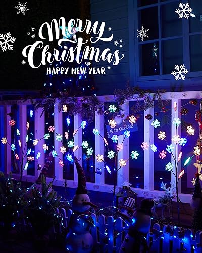 Miniatura 6 de Luces de copo de nieve para exteriores, paquete de 4 luces de Navidad para entrada, árbol al aire libre, decoraciones de Navidad al aire libre,