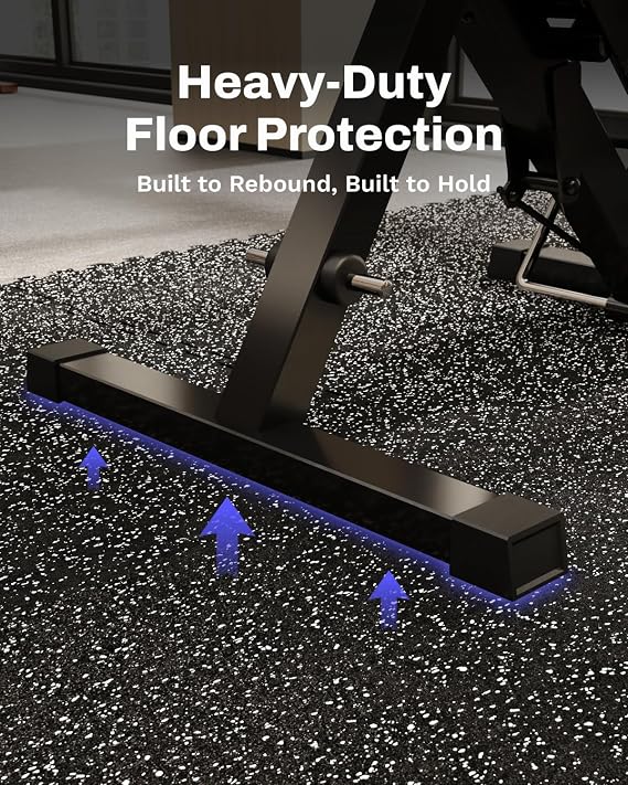 AIRHOP ACTIVE 0.56in Thick 48 Sq Ft Exercise Equipment Mats, 12 Tiles Upgraded Rubber Top & High Density EVA Foam,Large Interlocking Puzzle Gym Flooring For Home Gym, Heavy Weight Workout-Black/White