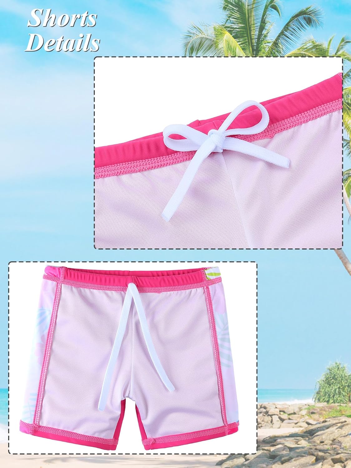 Girls Two Piece Swimsuit Floral UPF 50+ Rash Guard Set Kids Beach Swimwear - Image 6