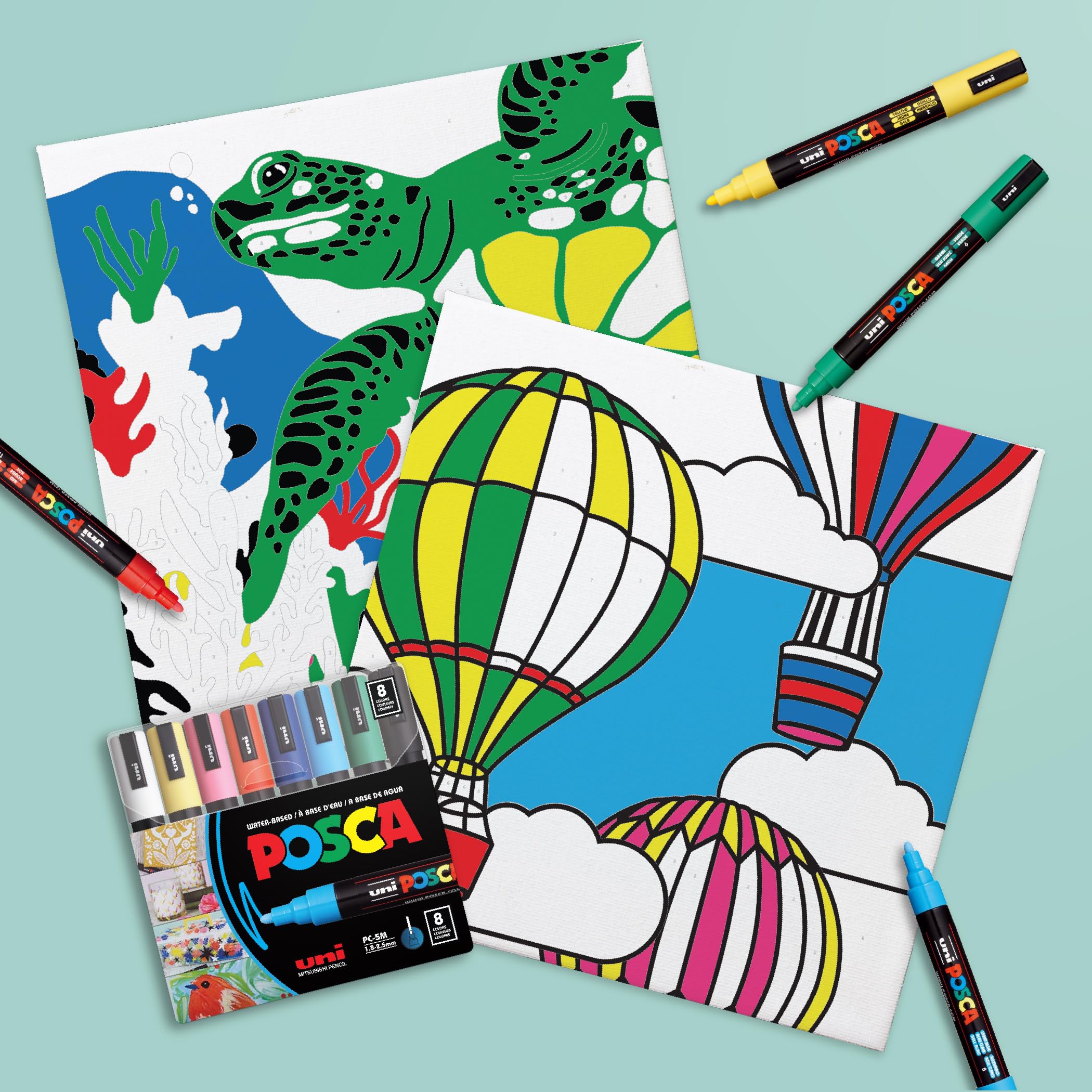 Amazon.com: POSCA® Paint-By-Number Canvas Kit with 8 PC-5M Paint