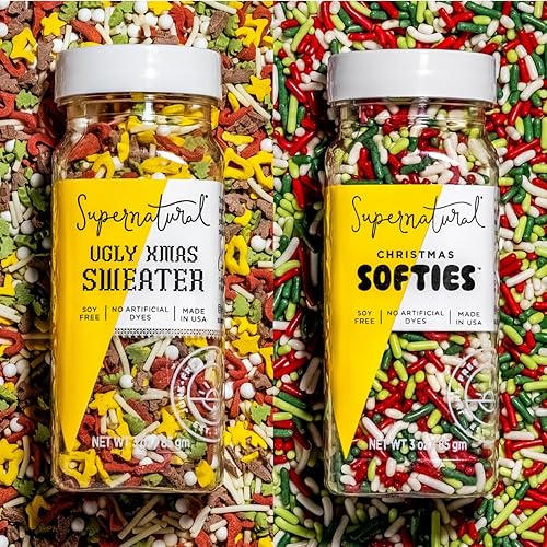 Supernatural - Juego de suéter navideño suave y feo de Navidad, sin tintes artificiales, sin soja, sin gluten, vegano, 3 onzas (paquete de 2)