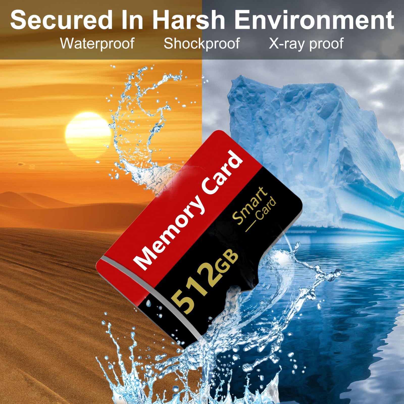 Carte SD 512 Go Grande Capacité Carte Mémoire 512 Go Carte SD Mini Portable Carte Mémoire pour Smartphone, Drone, Appareil photo, Tablette