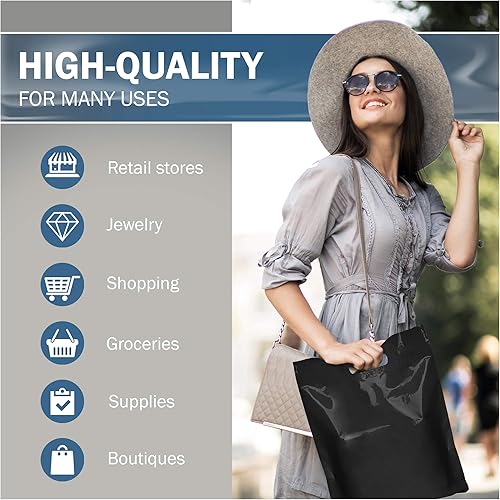 Miniatura 5 de Bolsas de mercancía extragrandes de color negro, plástico brillante, perfectas para venta al por menor, paquete de 100 unidades de 20 x 22 pulgadas