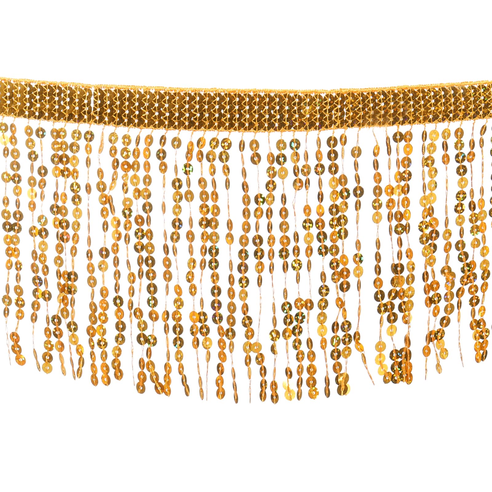 Ruban à franges à paillettes doré 9,1m en polyester pour couture et décoration