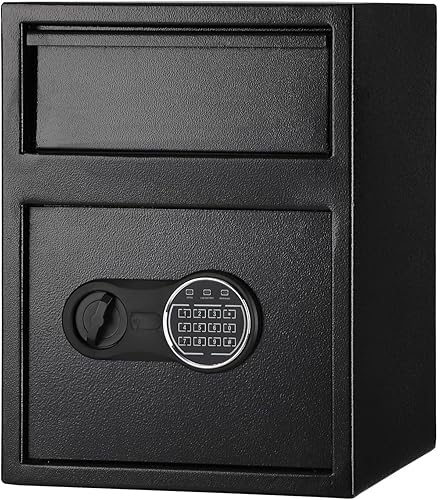 Garvee Caja de seguridad digital de depósito, caja fuerte electrónica de acero con teclado, caja de seguridad de bloqueo con ranura, caja de