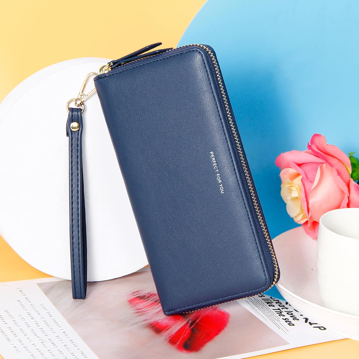 Badiya Womens Wallet Credit Card Holder RFlD Blocking Leather Zip Around Wallets Large Capacity Wristlet - Image 7