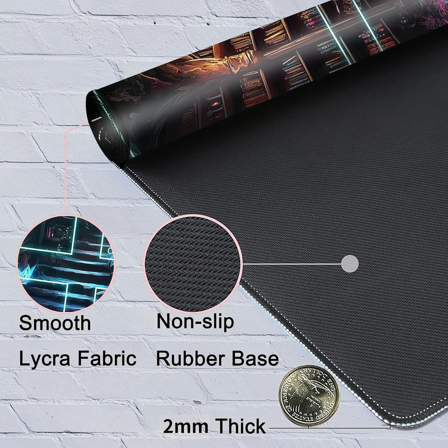 Playmat 24" x 14" with Magic Zones for MTG Card Game Playing, Board Game Mat for Card Breaking Commander Deck Gaming Card Game Battles Mat with Storage Bags, Enchanted Forest Library
