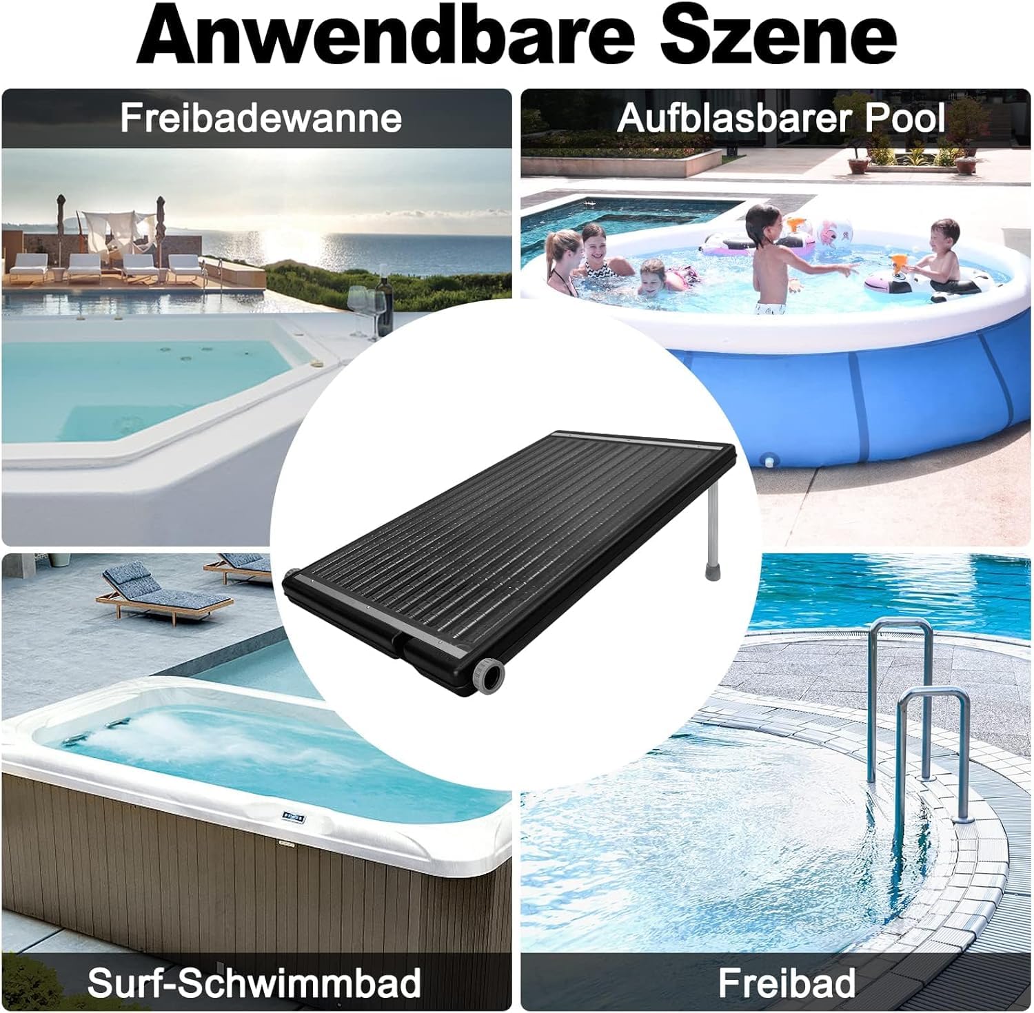 ACXIN Solarne ogrzewanie basenowe 66 x 111,5 cm, kolektor solarny do ogrodu, solarny system grzewczy do basenu i prysznica, odporny na promieniowanie UV, wydajne pochłanianie ciepła, łatwy montaż do