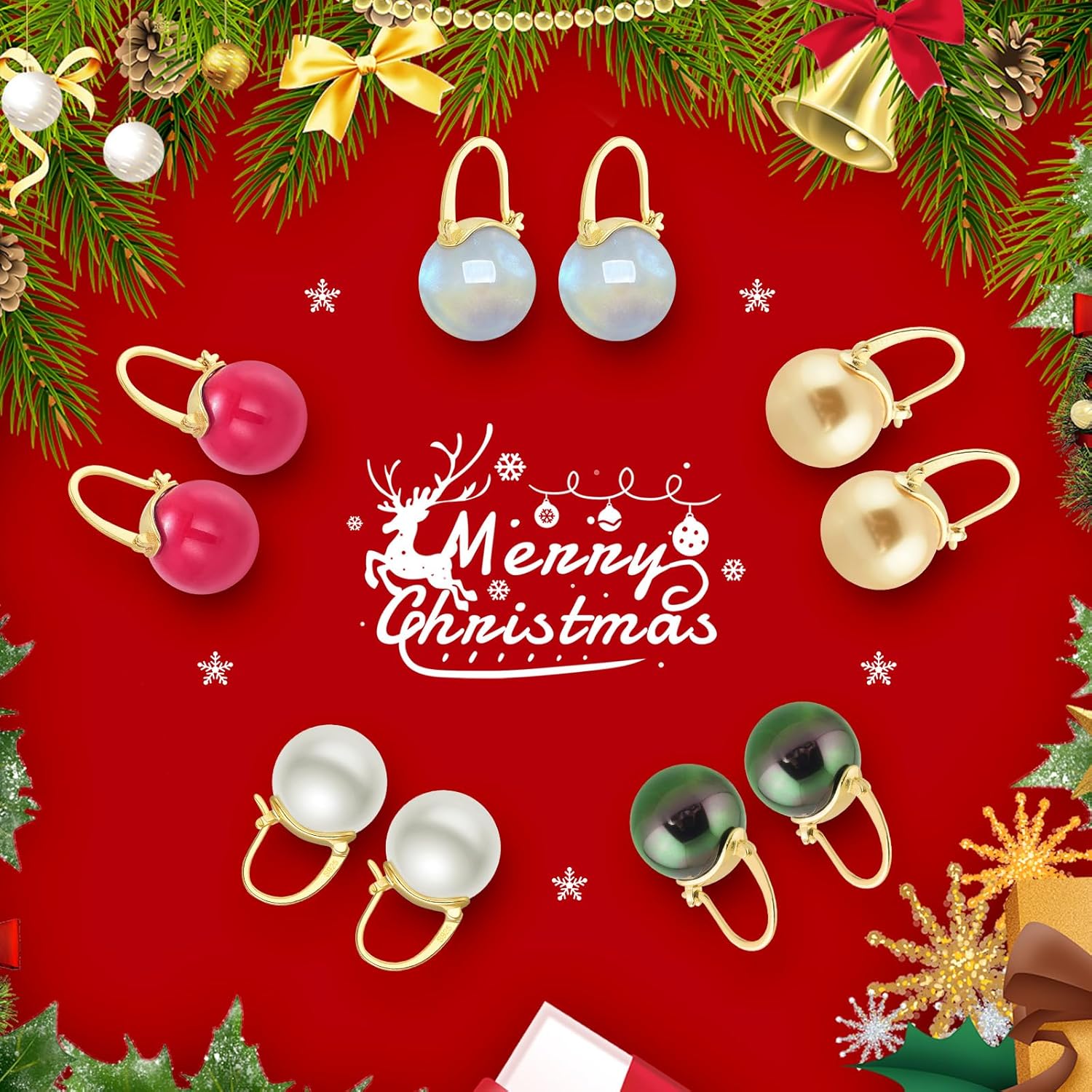 HUGE TOMATO Elegant 925 Sterling Silver Pearl Drop Earrings for Women, 14K Gold Plated Dangle Stud Earrings, Hypoallergenic Large Pearl Hoop Earring dangling 12mm - Image 6