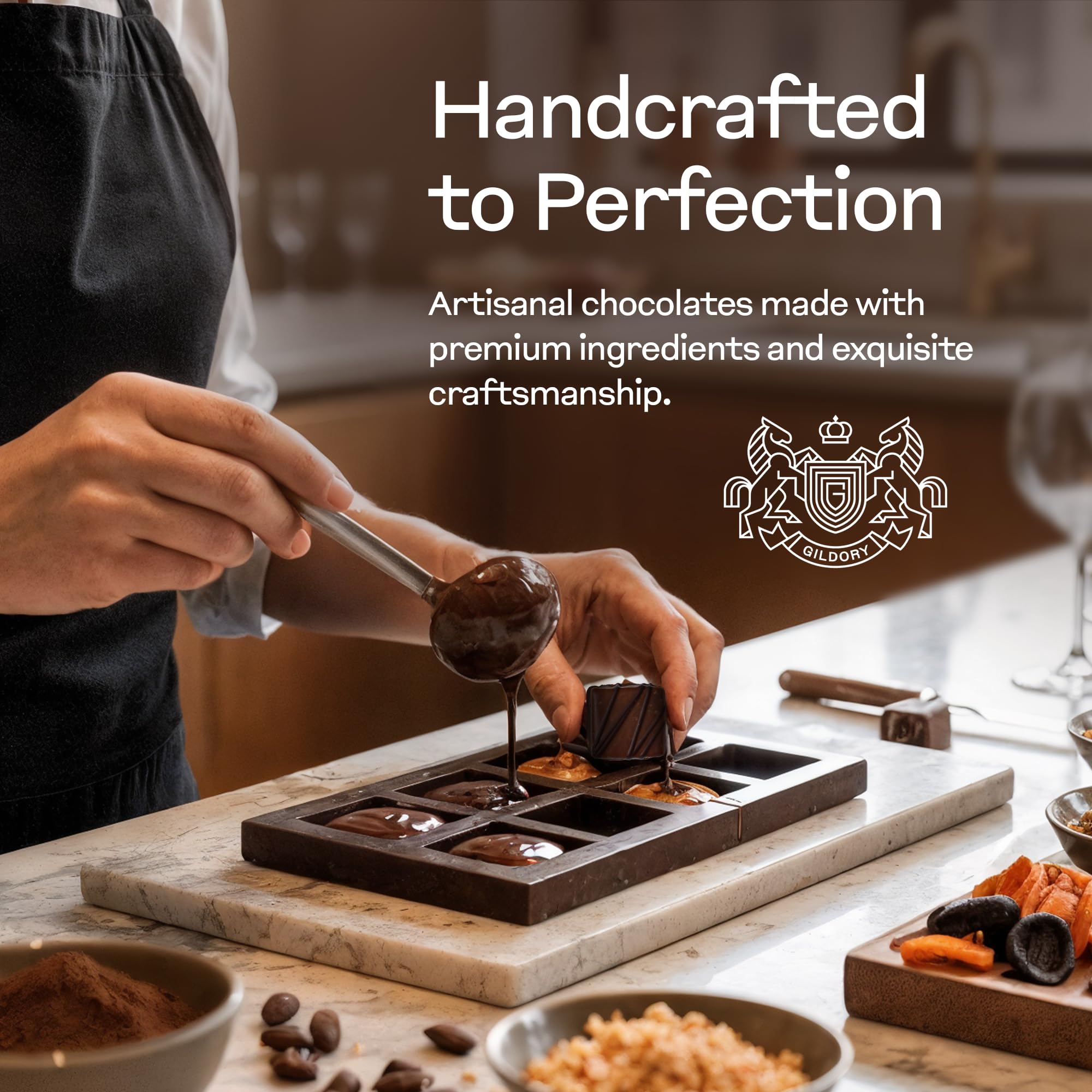 Gourmet Chocolate Gift Box | Mothers Day Assorted Chocolate Box with Strawberry, Caramel, Hazelnut & Fudge Flavors | Premium Candy Gift Set for Holiday. 16 pcs.