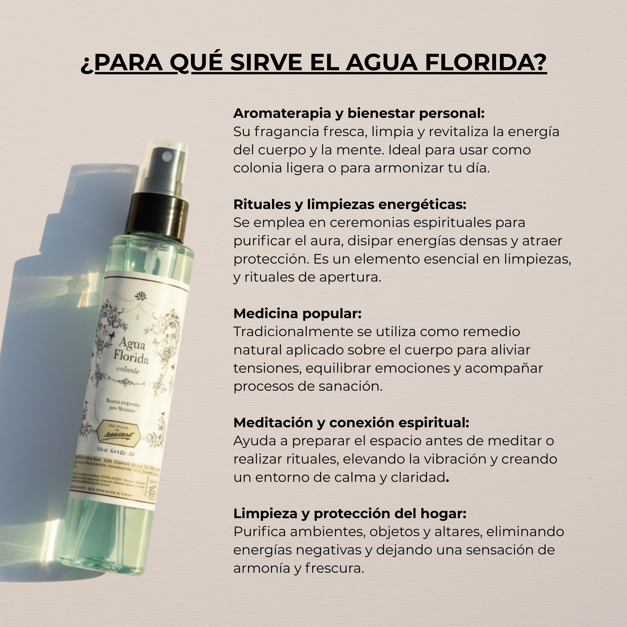 Acqua Florida Colonia Spirituale, Spray 150 ml, Aroma Floreale-Agrumato, Formula Migliorata per Pulizia Energetica e Armonizzazione, Uso Rituale e Corpo