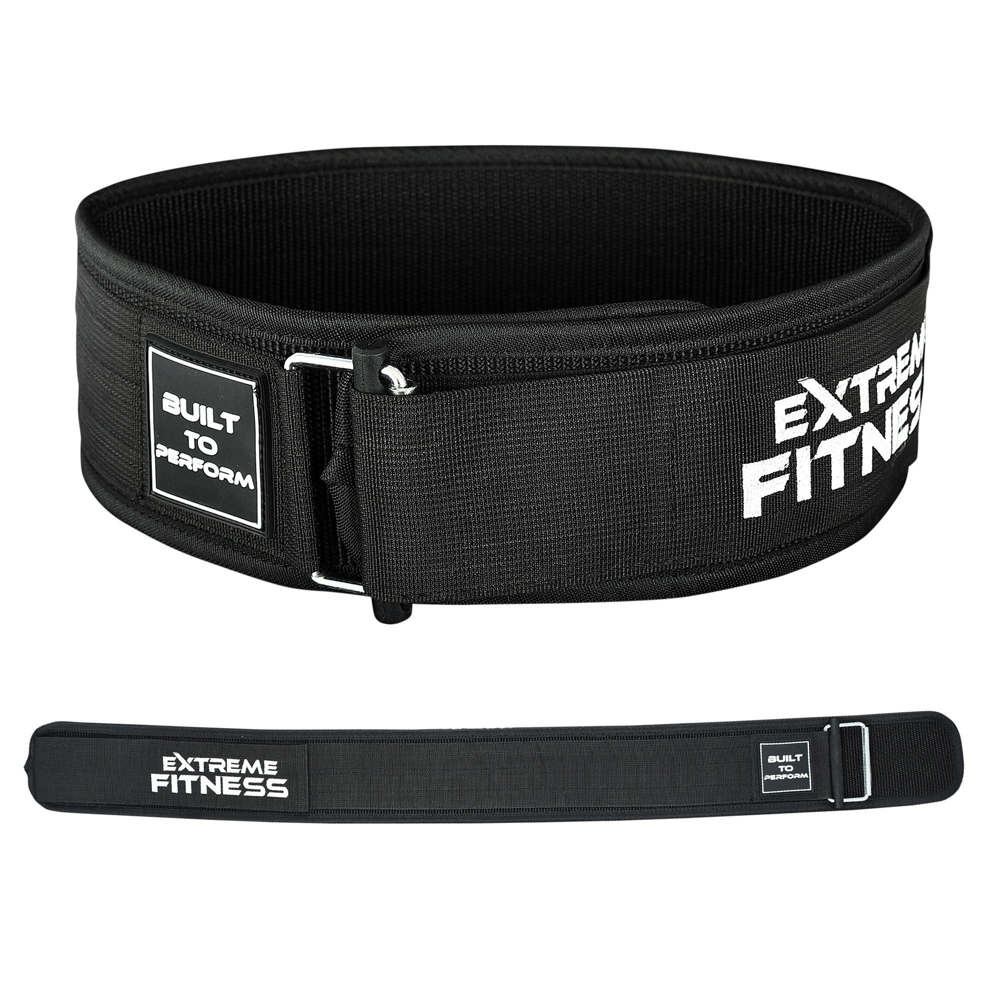 EXTREME FITNESS Weight Lifting Nylon Weightlifting Belt for Power Lifting and Athletes (Black, L)