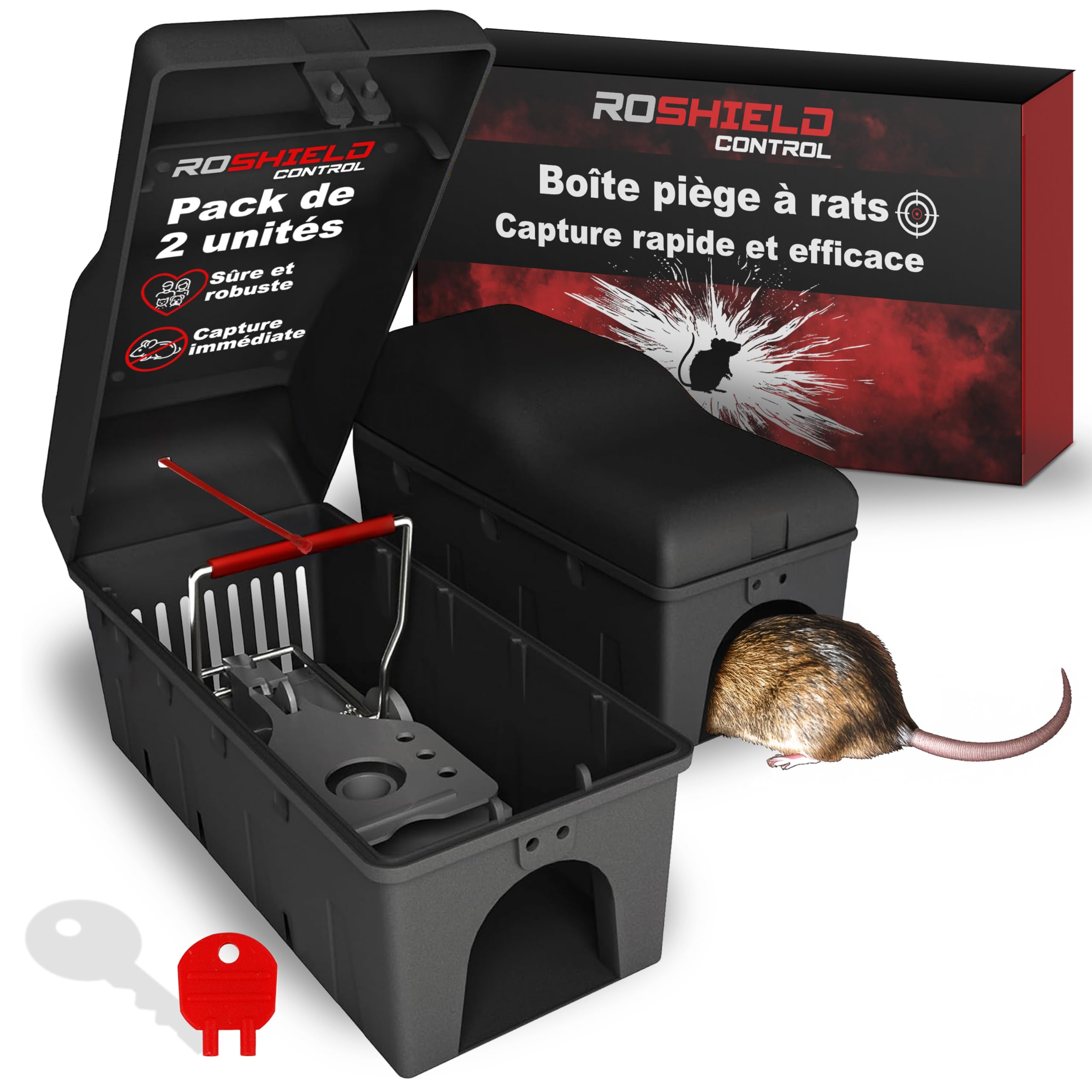 Éliminer les rats : double boîte de sécurité pour piège à rats, idéale pour vos hangars