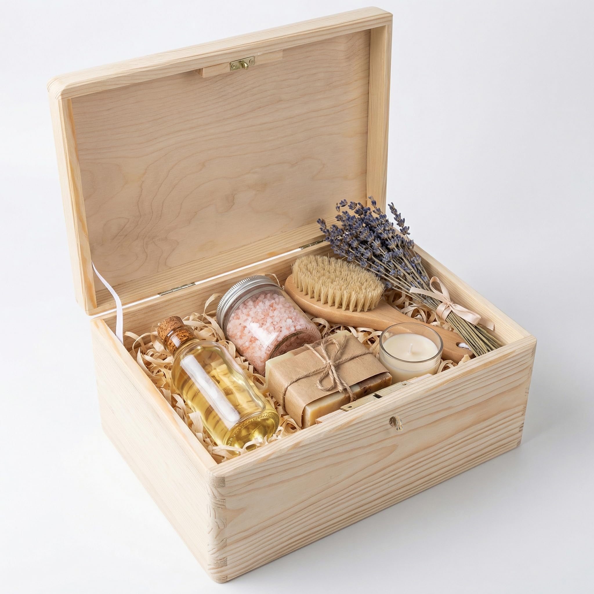 Creative Deco Grande Scatola in Legno con Chiave, Scatola di Stoccaggio | 30 x 20 x 14 cm | con Coperchio per Decorare | Senza Maniglie | Perfetta per Documenti, Oggetti di Valore, Regalo
