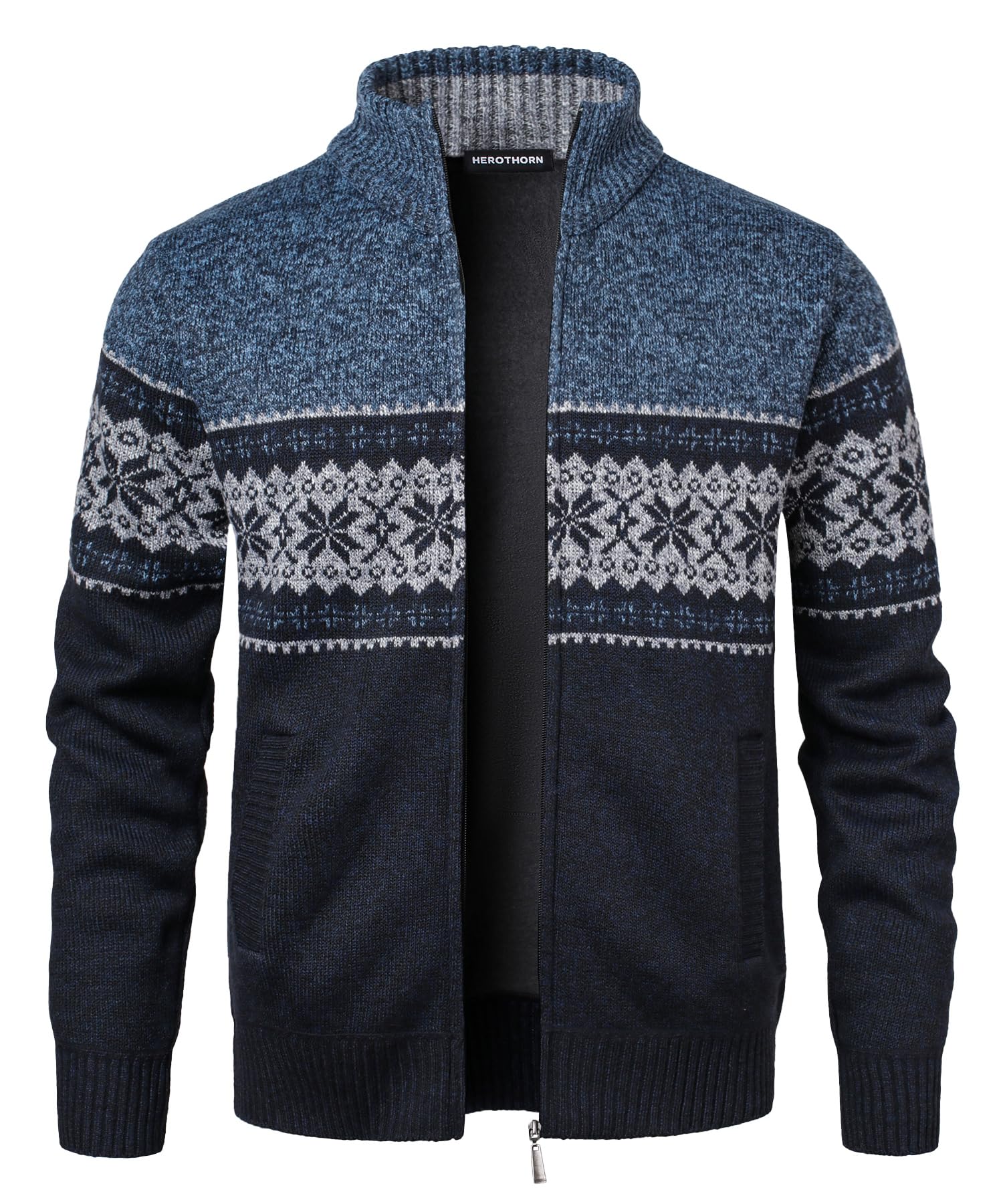 Homme Gilet Cardigan Veste Ouvrez-Front Zippé avec 2 Poches Gilet Veste Tricoté Chaud Coupe rembourré Décontractée Manche Longue Chandail