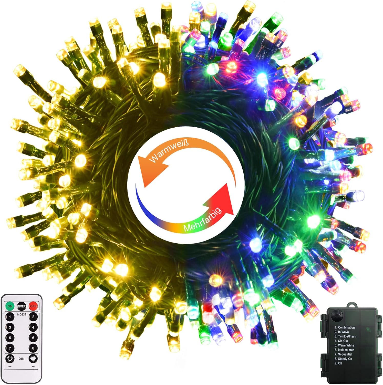Colour Changing Christmas String Lights Battery Operated Warm White